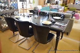 Set of extending dining table and 4 solid wood chairs white modern 120cm. Eichholtz Extending Dining Table 6 Black Dining Chairs Ex Display From Harrods Black Dining Chairs Extendable Dining Table Top Furniture