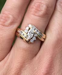 Marquise Bridal Rings Set 14k Yellow Gold Fn Engagement Ring Wedding Band Set Tru Engagement Rings Wedding Bands Set Yellow Gold Wedding Set Bridal Ring Set