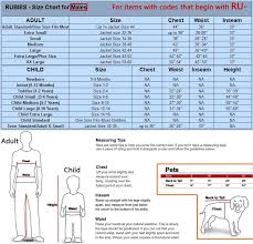 rubies sizing chart anything costumes