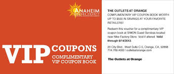 Vip Coupon Book For Outlets At Orange In Orange Ca Coupon Book Free Kids Meals Coupons