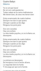 La tercera me quita el estrés polvo corridos siempre echamos tres a la cuenta de una le bajo la luna pero ella quiere con maluma y conmigo a la. El Gato Zarcastico On Twitter Aqui Les Dejo La Letra De La Cancion De 4 Babys De Maluma Que Parece El Guion De Una Pelicula Porno Xxx Https T Co Pz6ixgh8lq