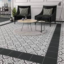 Carrelage sol/mur forte carreau de ciment noir patrimony étoile l.20 x l.20 cm. Carrelage Sol Mur Forte Carreau De Ciment Noir Patrimony Rosace L 20 X L 20 Cm Leroy Merlin