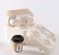 Wholesale Custom Design of Disposable Pulp Two Cup Holder Coffee Paper Cup  Tray Takeaway Packaging Cup Holder