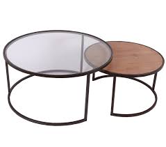 Au coeur de votre espace, cette table. Table Basse Ronde Gigogne Bois Verre Metal Cairns Lot De 2 Tables Basses Gigognes Pier Import