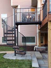 Ipe Deck With Spiral Staircase And Patio Staircase Outdoor Spiral Staircase Outdoor Outdoor Stair Railing