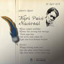 Hari ini mengingatkan kita pada berkat peran besarnya pada kepenulisan puisi, maka perpustakaan nasional ri memberikan. Selamat Hari Puisi Nasional 2018