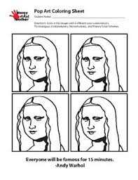 Color this famous painting and many more! Mona Lisa Pop Art Coloring Sheet For Middle Elementary By Messyartteacher
