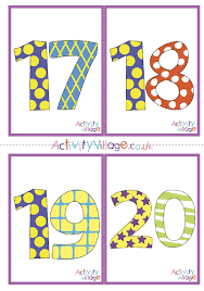 number flash cards 1 20 set 1 patterned
