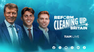 Today Reform UK will be cleaning up Britain. 🇬🇧 Don't miss Richard Tice,  George Finch, Charlie Rowley and our brilliant activists for our Clean Up  Britain Action Day. Join us LIVE on