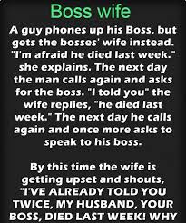 Love is patient, kind, and can also be pretty funny. Boss Wife Jokes Jelly Clean Funny Jokes Funny Marriage Jokes Relationship Jokes