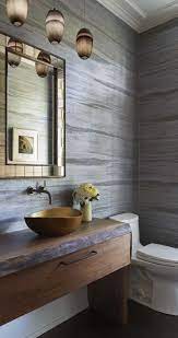 Morgante Wilsons Designed A Powder Room With A Custom Live Edge Wood Vanity And Wall Mount Faucet Which Is Floating Wood Bathroom Vanity Bathroom Powder Room