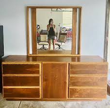 Featuring clean lines, 3 drawers, and an affordable price. Vintage Lane 1969 Long Dresser Mirror Mid Century Modern Wood Two Toned Atomic Ebay
