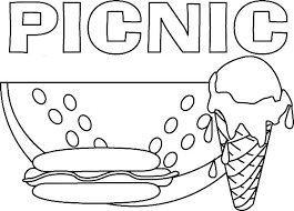 This coloring page for kids combines colouring and some words (classroom furniture and objects mostly) and phrases for the very beginners (see excellent! Delicious Food For Picnic Coloring Page Netart