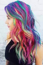 33 Rainbow Hair Styles To Look Like A Unicorn Rainbow Hair Color Hair Styles Cool Hairstyles