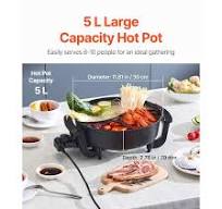 VEVOR Electric Hot Pot 1360W 5 L Double-flavor Shabu Shabu ...