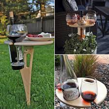 💥wooden outdoor folding picnic table💥with glass holder. Outdoor Wooden Folding Wine Stand Portable Picnic Table Oneway