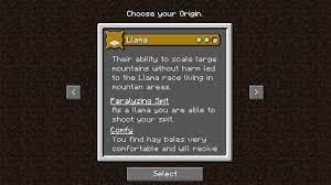 This means that you can choose a race to be when you first join the server. Llama Origin Origins Mod Data Pack Minecraft Data Pack