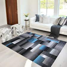 Solid colored or subtly patterned carpets of wool, jute, rayon and more mesh well with existing decor. Blue Grey Silver Black Abstract Area Rug Modern Contemporary Geometric Cube And Square Design Pattern Carpet Walmart Com Walmart Com