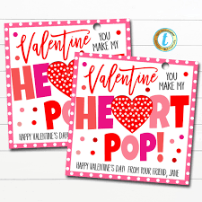 Valentine Heart Pop Gift Tags, Kids Gift Labels Valentine's Day Toy Teacher  Classroom Tags, red pink heart gift, Non Candy EDITABLE TEMPLATE