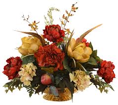 Maybe you would like to learn more about one of these? Silk Magnolia Centerpiece Burgundy And Gold Traditional Artificial Flower Arrangements By Floral Home Decor Houzz