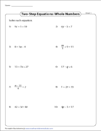 Ax + b = c or ax − b = c. Two Step Equation Worksheets