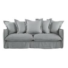 Changez d'atmosphère avec du mobilier maisons du monde pas cher. 3 4 Sitzer Sofa Mit Bezug Aus Gewaschenem Leinen Hellgrau Barcelone Maisons Du Monde