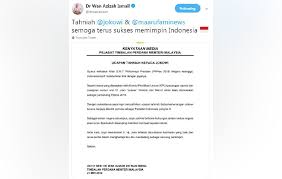 Pemilu digunakan sebagai prosedur untuk memilih pemimpin. Tpm Ucap Tahniah Kepada Jokowi