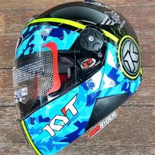 Hadirnya ventilasi udara memberikan sirkulasi. Jual Helm Kyt Rocket Blue Yellow Fluo Camo Kota Surabaya Bbs Rider Tokopedia