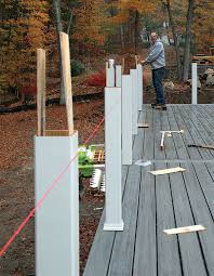 International building code regulations state that a deck railing must be at least 36 inches high if the deck is 30 inches or more higher than the adjoining ground. A Field Guide For Prefab Railing Fine Homebuilding