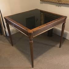 Antique Burled Wood Black Glass Top Game Table In 2020 Burled Wood Table Games Card Table And Chairs