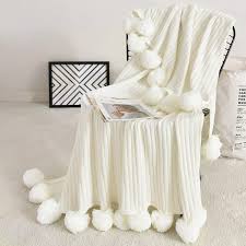 Or in our books you will find knitting . Amazon Com Fomoom Pom Pom Throw Blanket Knit Blanket With Pompom Tassels Decorative Cotton Blanket For Couch Sofa Bed Lightweight Pom Poms Knitted Blanket Off White 39 X59 Home Kitchen