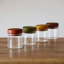 Glass Jar With Wooden Lid Set Of 4 Ellementry