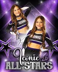 Iconic All Stars Competitive Cheer! I LOVE designing these! I don't get to  work with much purple and it's my favorite color. Go get em, squads!! 💜🩶🖤