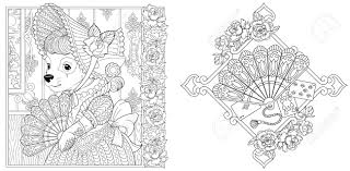 More 100 coloring pages from interesting coloring pages category. Coloring Pages Chihuahua Dog Girl In Vintage Dress Paper Fan With Peony Flowers Line Art Design For Adult Colouring Book With Doodle And Elements Vector Illustration Royalty Free Cliparts Vectors And Stock