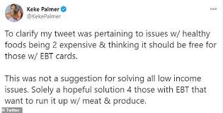 Keke Palmer Faces Backlash Online After Tweeting About Using Food Stamps For Healthy Items Only Daily Mail Online