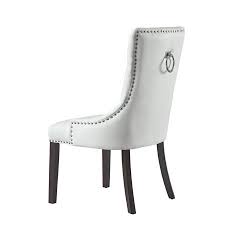 Inspired Home Faith Leather Pu Dining Chair Set Of 2 Tufted Ring Handle Chrome Nailhead Finish White Walmart Com Tufted Dining Chairs Dining Chairs Leather Dining Chairs