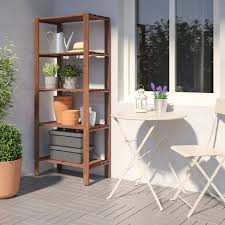 Tordh Shelving Unit Outdoor Brown Stained Width 27 1 2 Ikea Outdoor Storage Bench Ikea Outdoor Outdoor Shelves