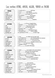 Le Present Des Verbes Etre Avoir Aller Venir Et Faire Exercice Verbe Exercices Conjugaison Et Verbe Etre