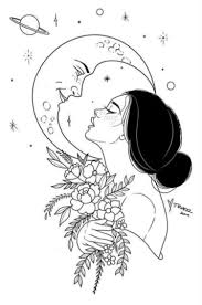 Love Art Flowers Moon Night Drawing Inspiration Stars Girl Https Weheartit Com Entry 328551053 Line Art Drawings Art Drawings Art Drawings Simple