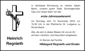 Artikel und videos aus politik, wirtschaft, börse, sport und aller welt. Traueranzeigen Von Heinrich Regnieth Sich Erinnern De