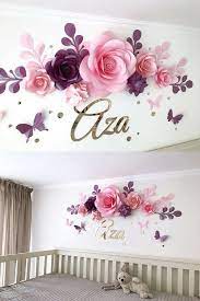 3d wall panels are attractive in the bedroom. This Pretty Cool Idea Of Decorating The Wall With Paper Flowers And Name Or Number Seems To Me Very Creati Baby Girl Room Baby Room Wall Decor Paper Flowers