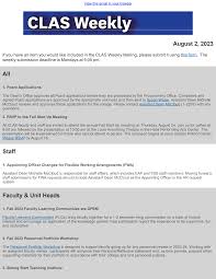 August 2, 2023 All Staff Faculty & Unit Heads