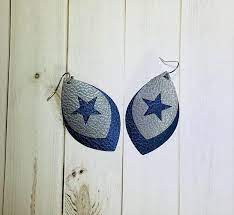 Dallas Cowboys Leather Earrings Dallas Cowboys Earrings Etsy Leather Earrings Cowboy Jewelry Etsy Earrings