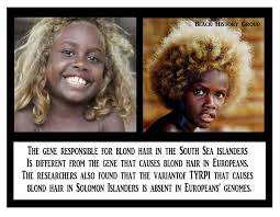 Two blonde people will not have dark haired children ever because neither will carry a gene for dark hair. Solomon Island Riddle Of United States Of Africa Facebook
