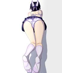 all fours ass ass focus black hair bra butterfly hair ornament  demon slayer female female only kimetsu no yaiba kochou shinobu panties  pantyshot pleated skirt presenting presenting hindquarters rear
