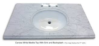25 2cm marble vanity backsplashadd this 25 marble vanity backsplash to an existing bathroom vanity or purchase as a replacement part. Carrara White Marble Top 43 Inches Wide With Sink And Backsplash Home Surplus