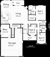 Main Floor Plan For 10059 One Story House Plans House Plans With Bonus Room Over Garage Ho Ranch Home Floor Plans House Plans One Story House Plans Farmhouse
