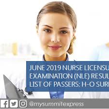 H-O List of Passers: NLE Result June 2019 nursing board exam