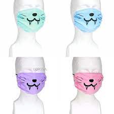 Kitty Face Mask With Fangs More Colors Made In Usa Reusable Face Mask Diy Mask Cat Face Mask