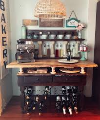 Dark walnut wood planking added top to bottom, custom mason jar lights professionally installed along with. Diy Coffee Bar Ideas Convert An Old Dresser Or Table Thrifty Nw Mom
